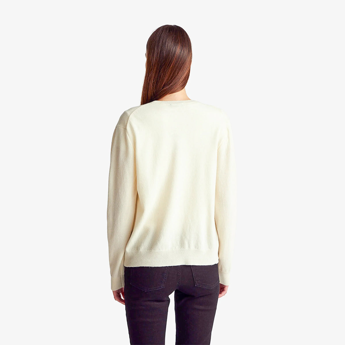 United Colors Of Benetton Woman Cream Crew Neck Cardigan In Pure Merino Wool | LEVISONS