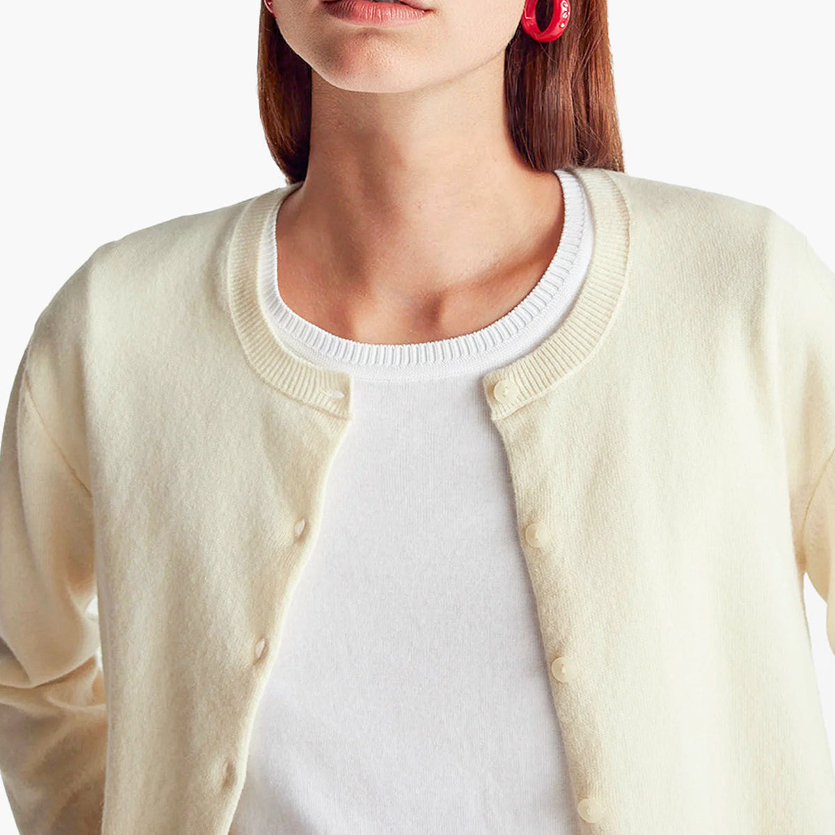 United Colors Of Benetton Woman Cream Crew Neck Cardigan In Pure Merino Wool | LEVISONS
