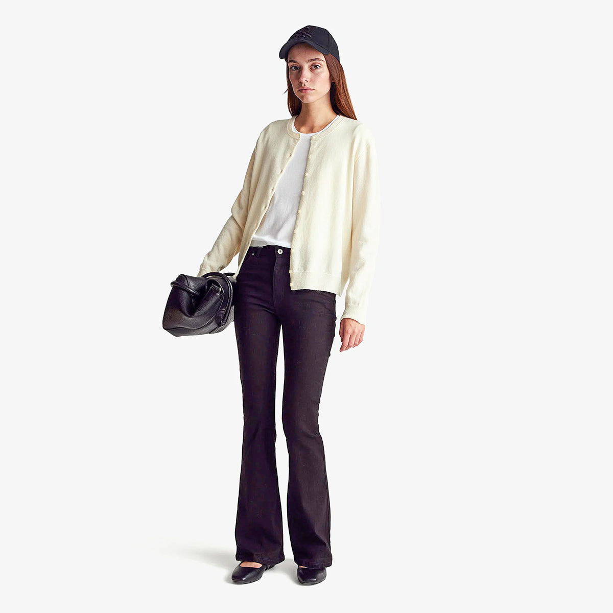 United Colors Of Benetton Woman Cream Crew Neck Cardigan In Pure Merino Wool | LEVISONS