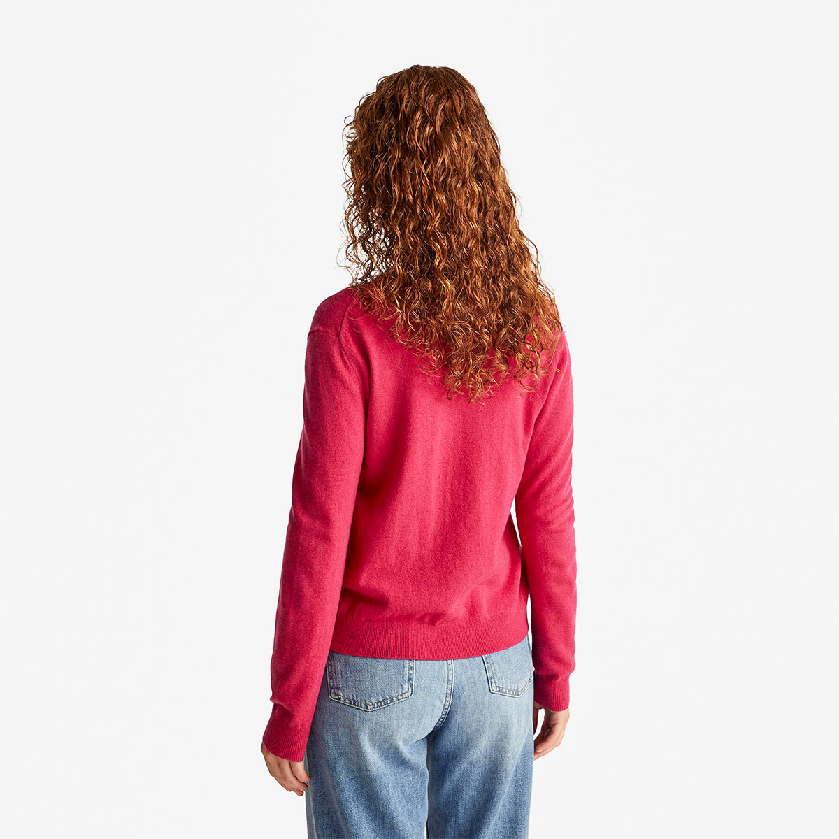 United Colors Of Benetton Woman Fuchsia Crew Neck Cardigan In Pure Merino Wool | LEVISONS