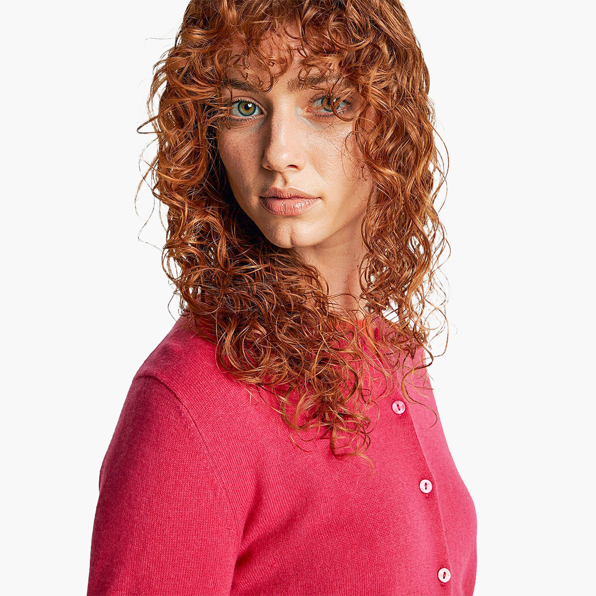 United Colors Of Benetton Woman Fuchsia Crew Neck Cardigan In Pure Merino Wool | LEVISONS