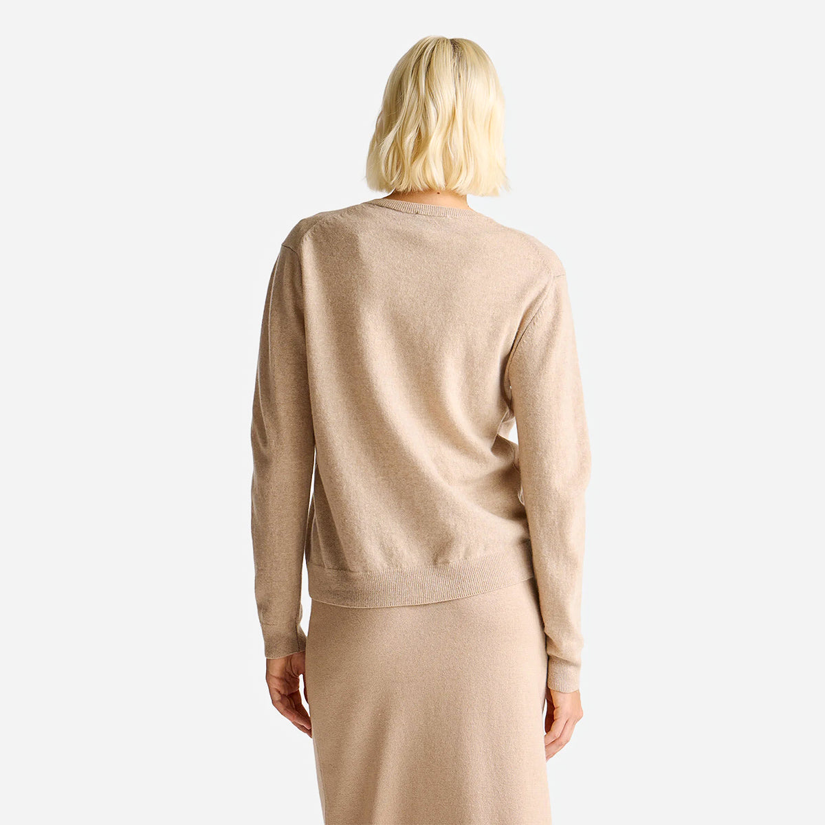 United Colors Of Benetton Woman Beige Crew Neck Cardigan In Pure Merino Wool | LEVISONS