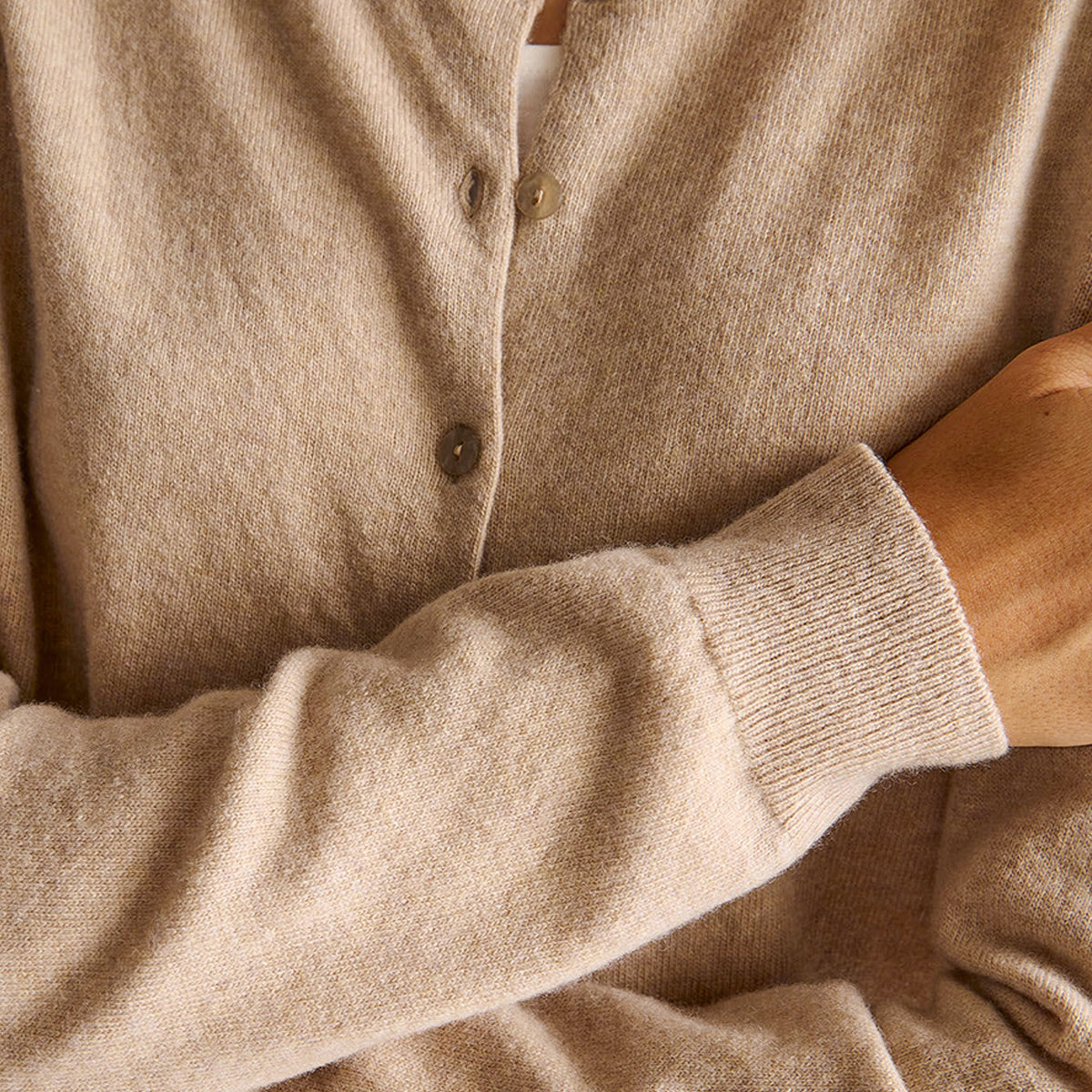 United Colors Of Benetton Woman Beige Crew Neck Cardigan In Pure Merino Wool | LEVISONS