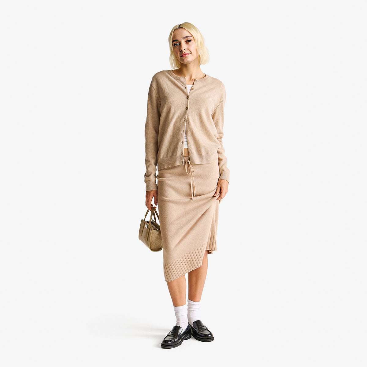 United Colors Of Benetton Woman Beige Crew Neck Cardigan In Pure Merino Wool | LEVISONS