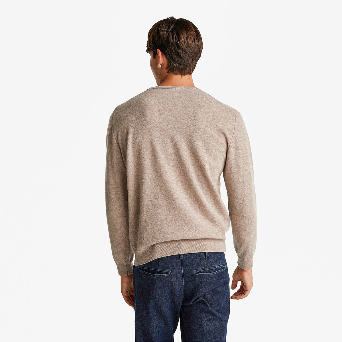 United Colors Of Benetton Man Marl Brown Crew Neck Sweater In Pure Merino Wool | LEVISONS