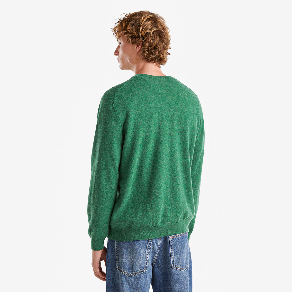 United Colors Of Benetton Man Marl Green Crew Neck Sweater In Pure Merino Wool | LEVISONS
