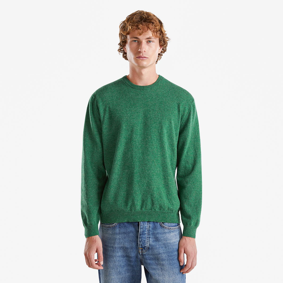 United Colors Of Benetton Man Marl Green Crew Neck Sweater In Pure Merino Wool | LEVISONS