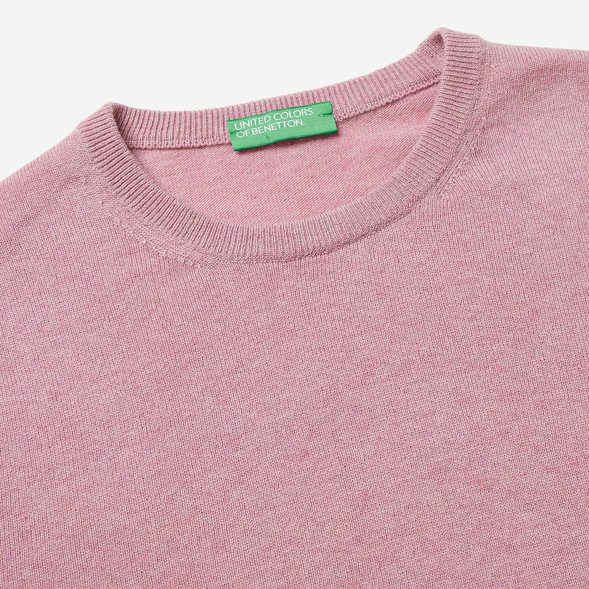 United Colors Of Benetton Man Marl Pink Crew Neck Sweater In Pure Merino Wool | LEVISONS