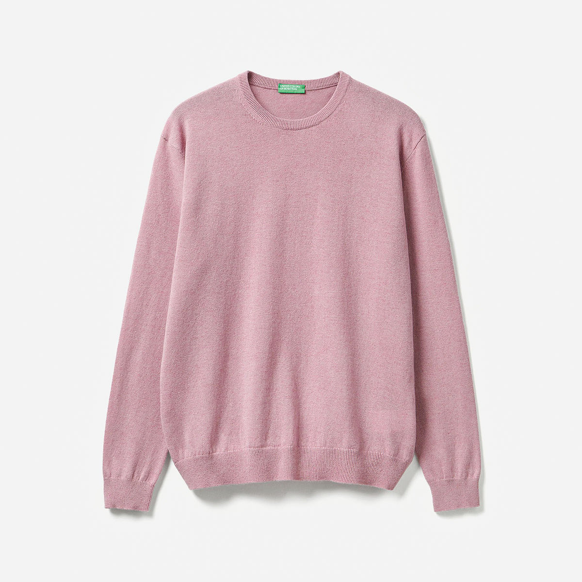 United Colors Of Benetton Man Marl Pink Crew Neck Sweater In Pure Merino Wool | LEVISONS