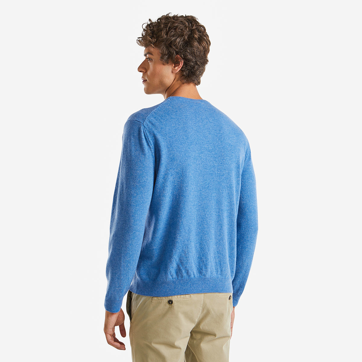 United Colors Of Benetton Man Marl Blue Crew Neck Sweater In Pure Merino Wool | LEVISONS