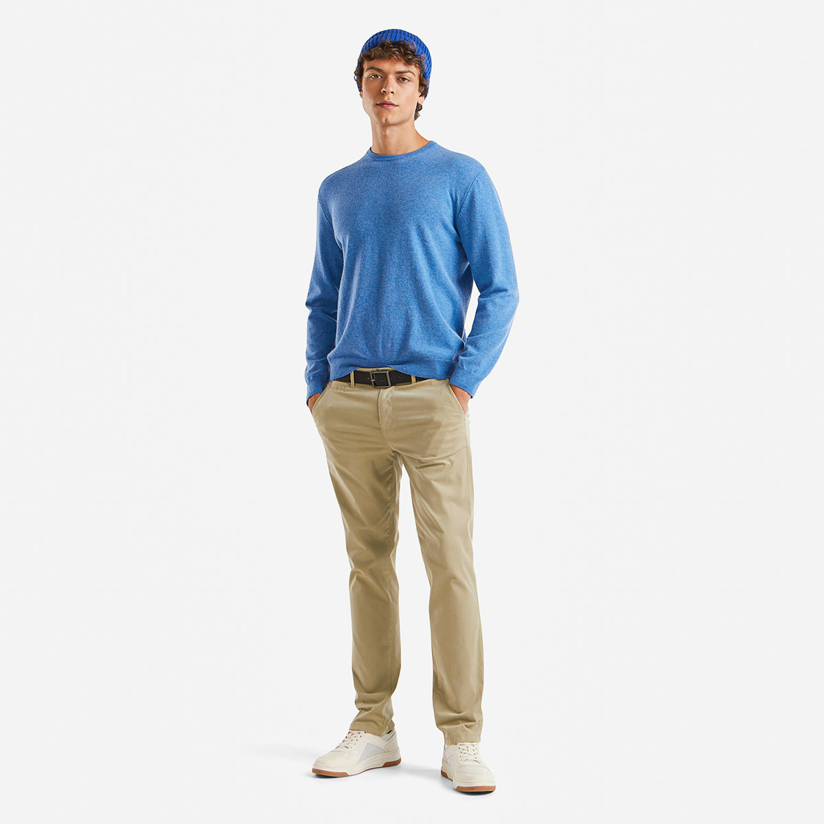United Colors Of Benetton Man Marl Blue Crew Neck Sweater In Pure Merino Wool | LEVISONS