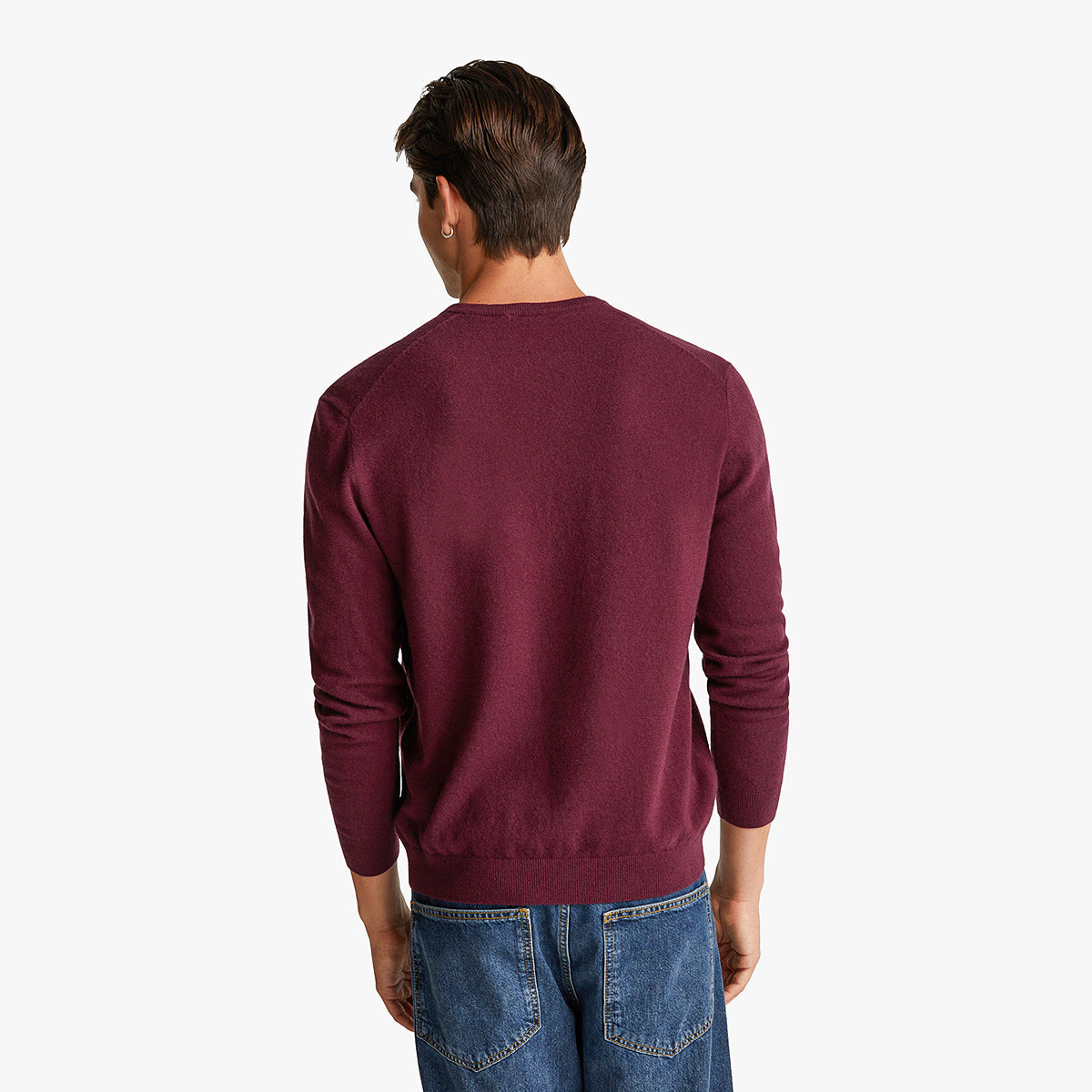 United Colors Of Benetton Man Plum V-Neck Sweater In Pure Merino Wool | LEVISONS