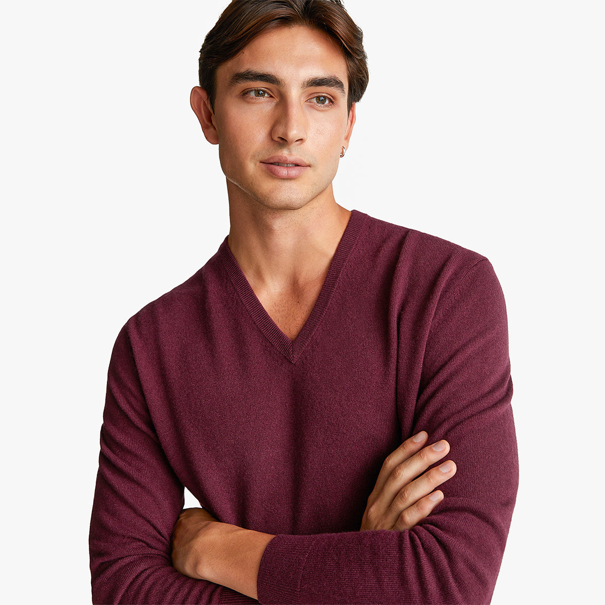 United Colors Of Benetton Man Plum V-Neck Sweater In Pure Merino Wool | LEVISONS