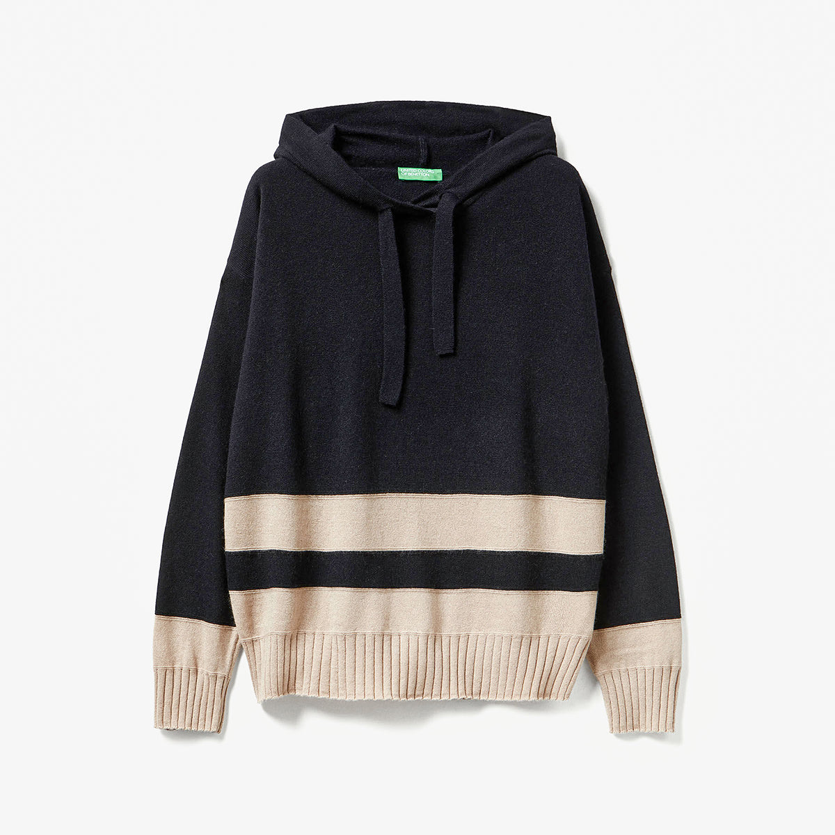 United Colors Of Benetton Woman Black Sweater In Cashmere Blend With Hood | LEVISONS