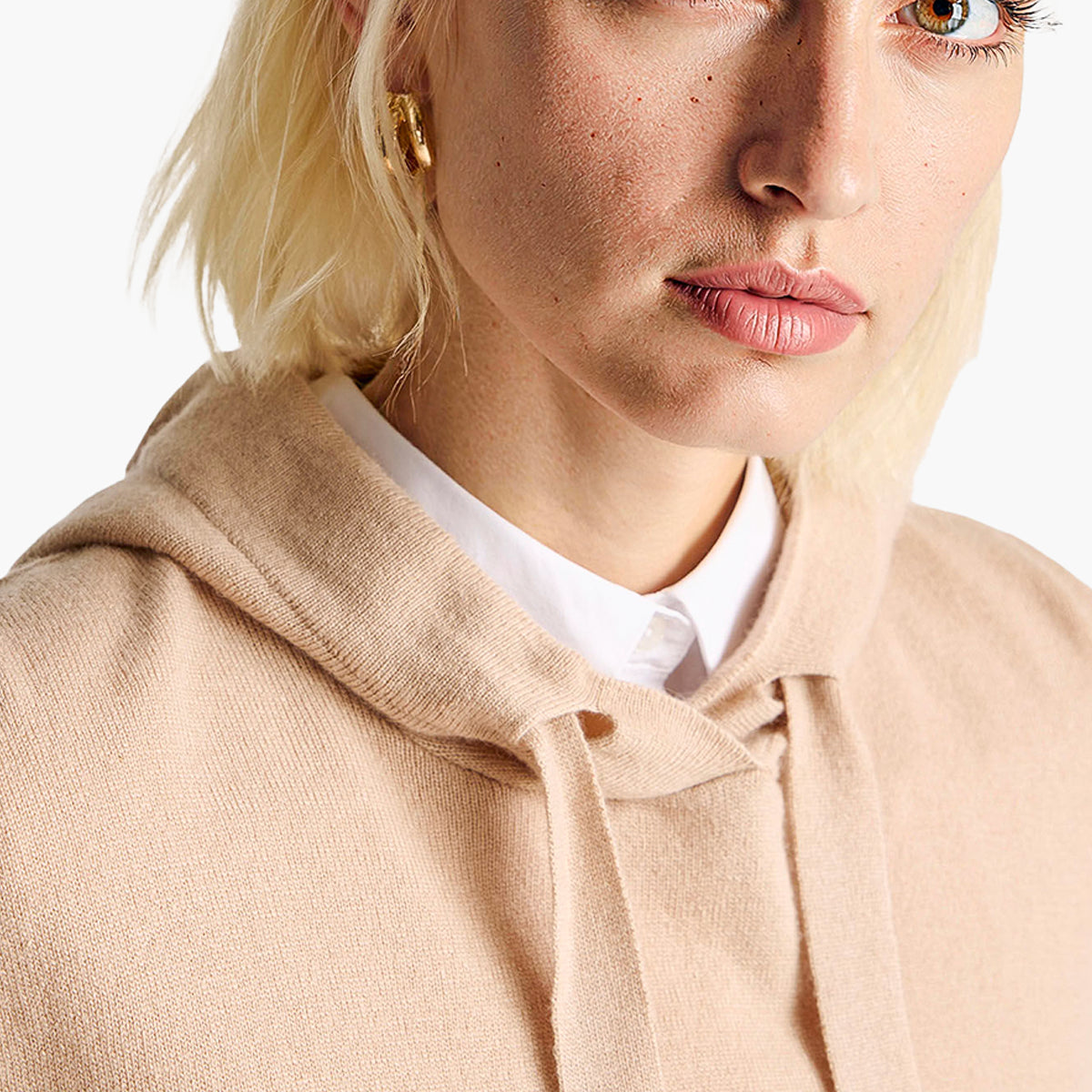United Colors Of Benetton Woman Beige Cashmere Blend Sweater With Hood | LEVISONS