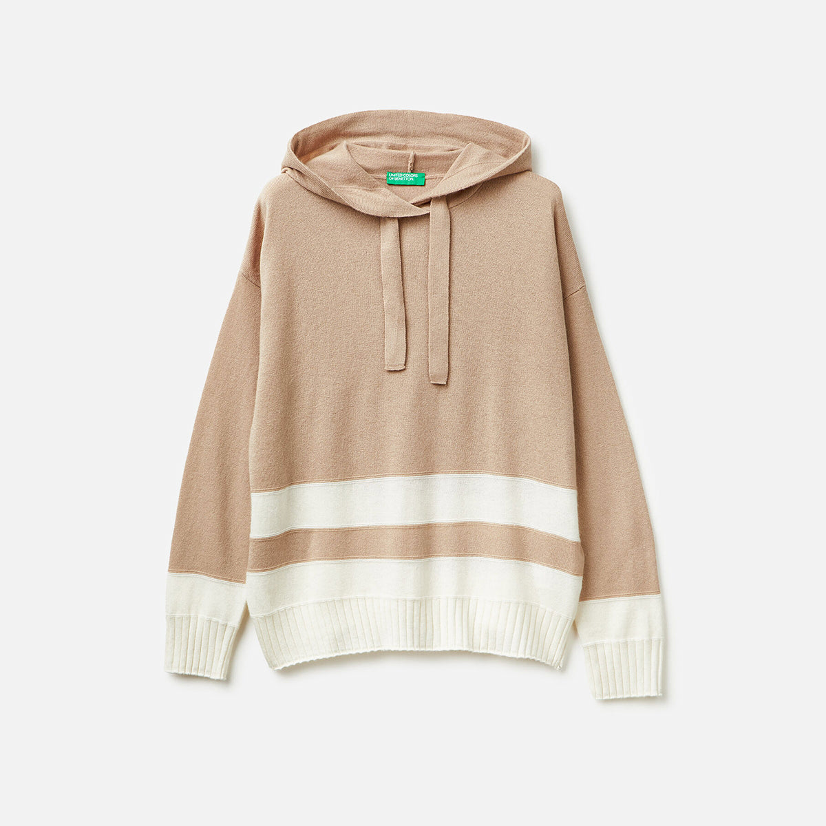 United Colors Of Benetton Woman Beige Cashmere Blend Sweater With Hood | LEVISONS