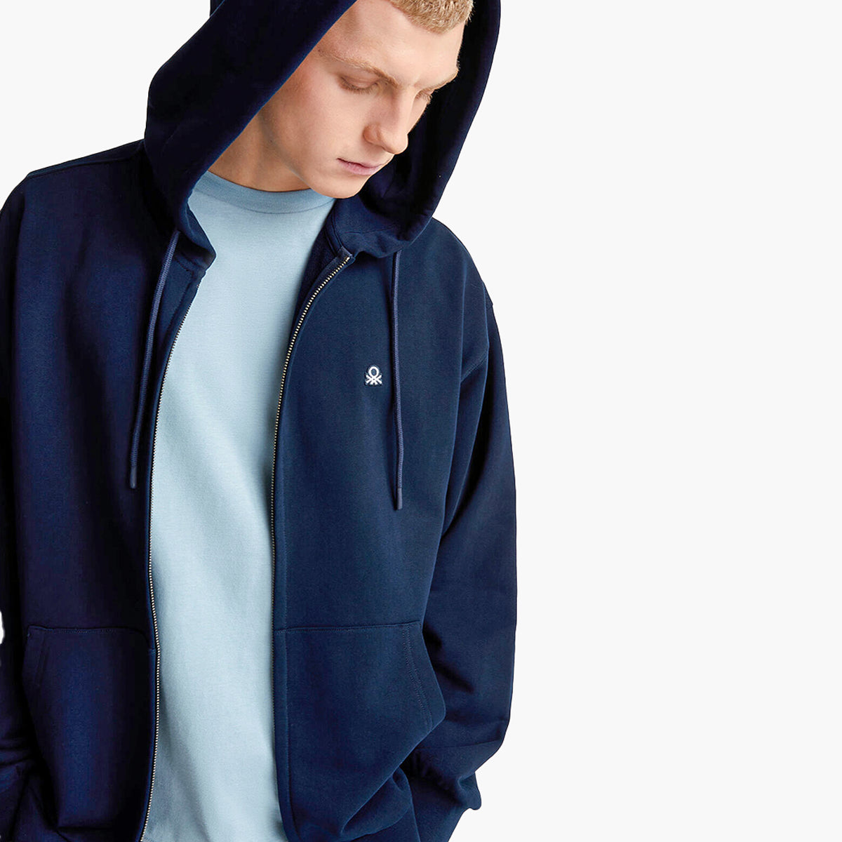 United Colors Of Benetton Man Zip-Up Hoodie In Cotton | LEVISONS