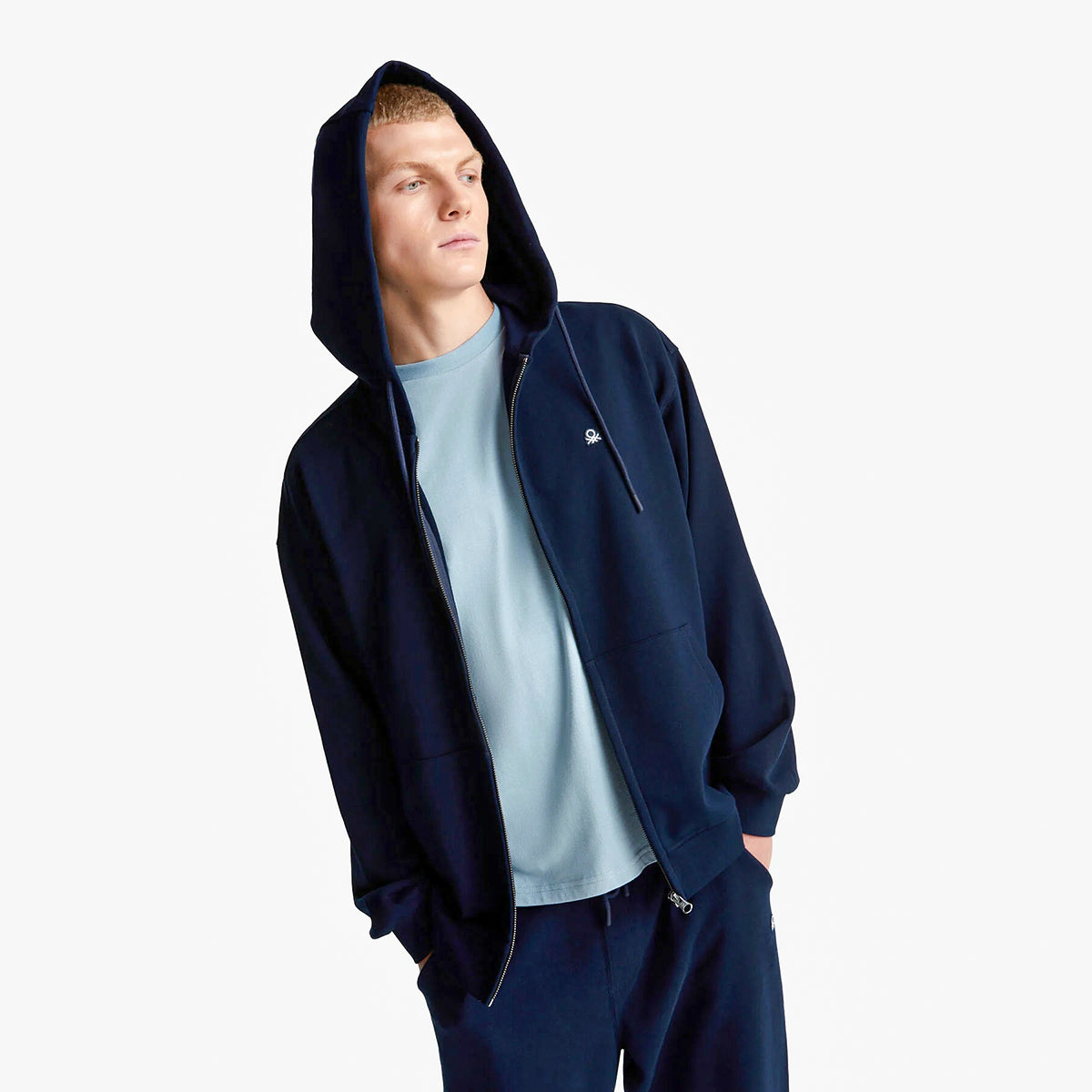 United Colors Of Benetton Man Zip-Up Hoodie In Cotton | LEVISONS