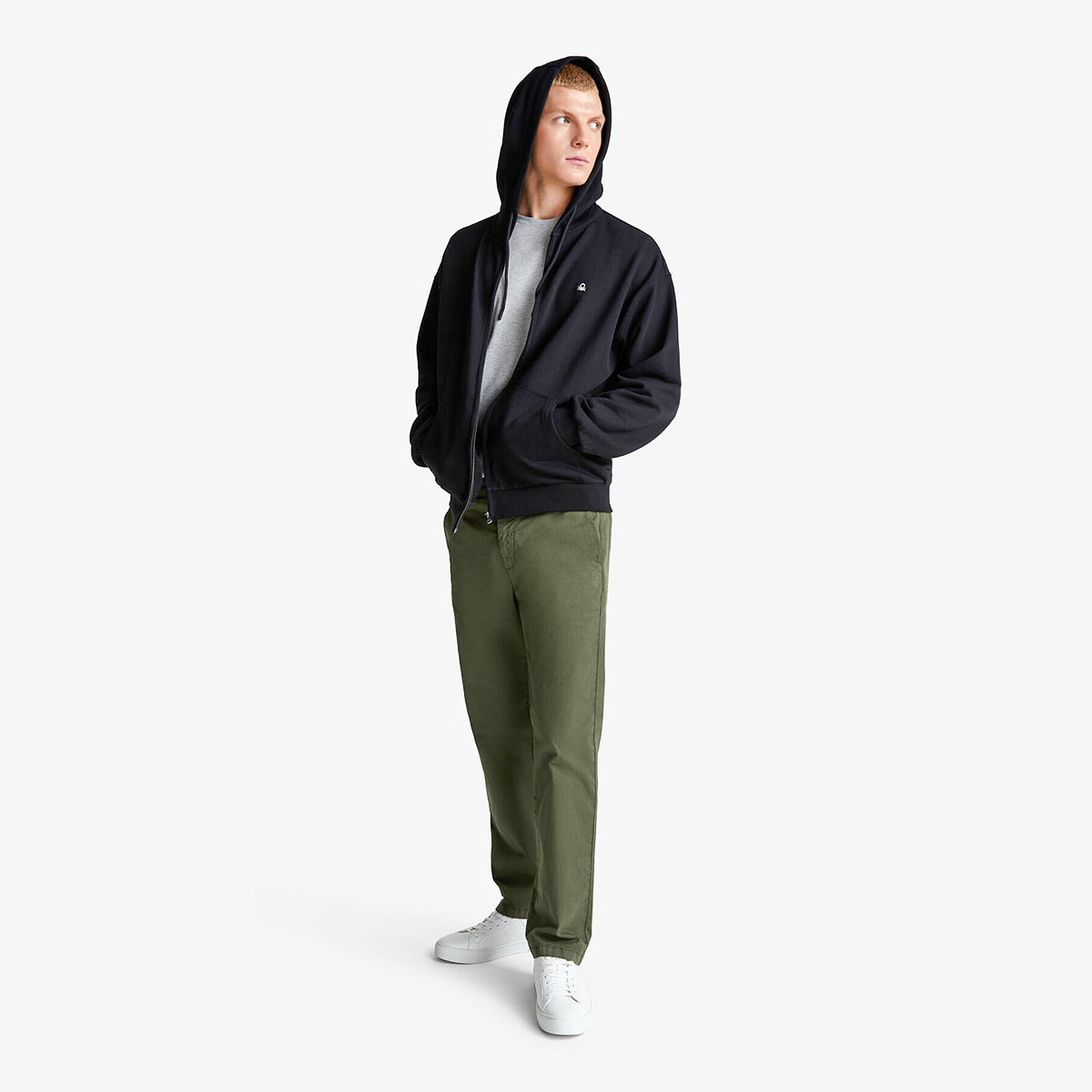 United Colors Of Benetton Man Zip-Up Hoodie In Cotton | LEVISONS