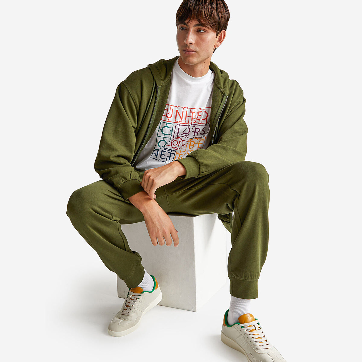 United Colors Of Benetton Man Zip-Up Hoodie In Cotton | LEVISONS