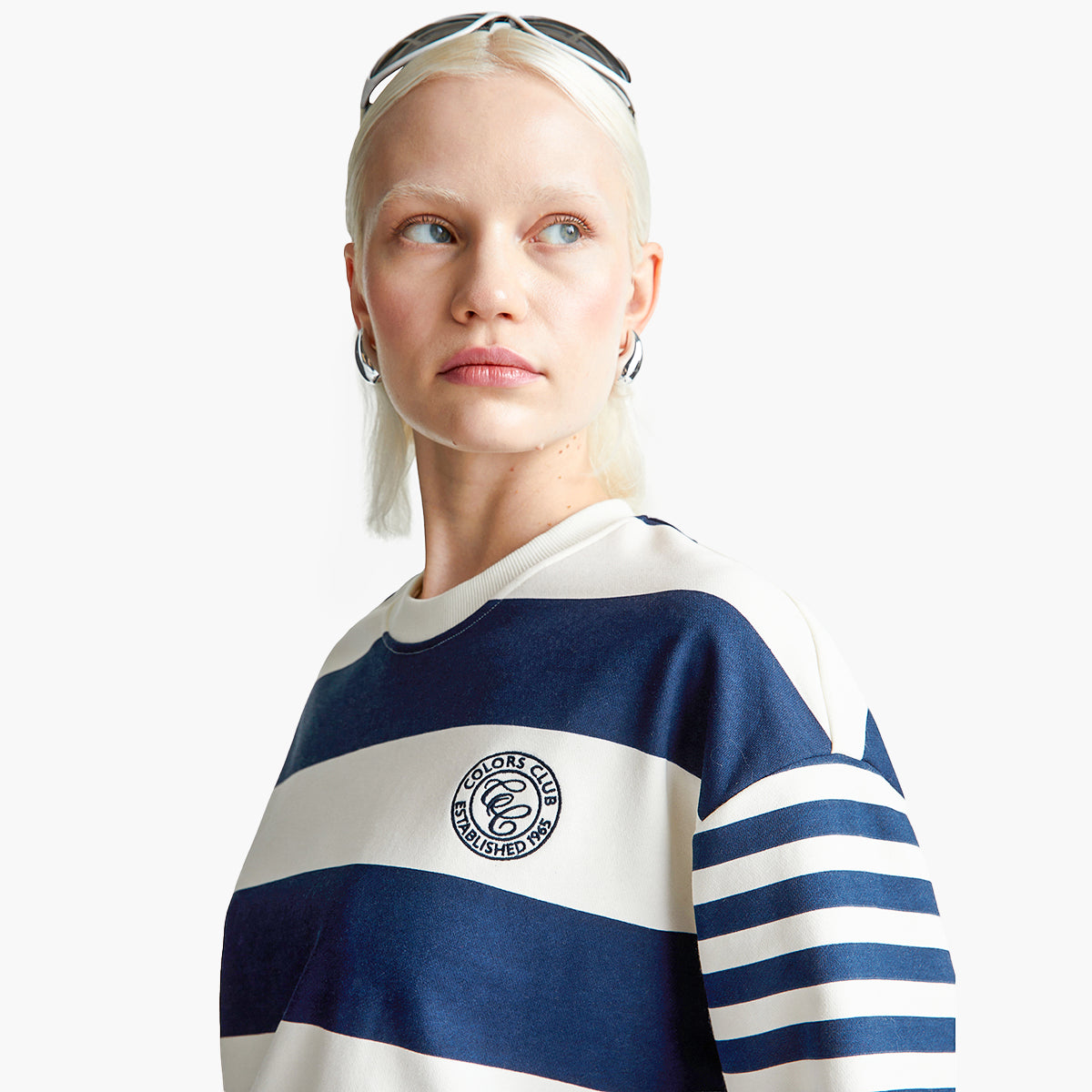 United Colors Of Benetton Woman Striped Crew Neck Hoodie | LEVISONS