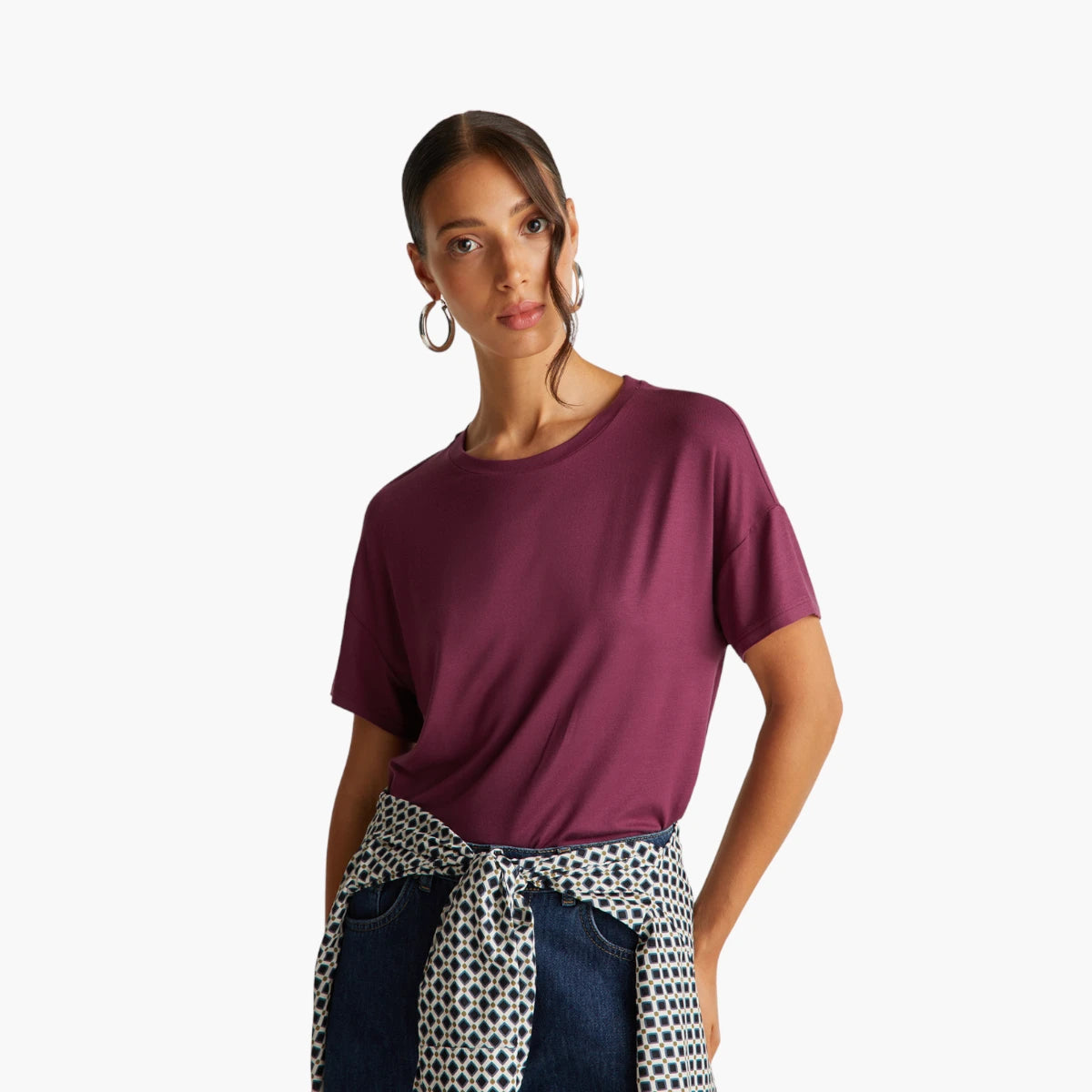 United Colors Of Benetton Woman Slim Fit T-Shirt In Stretch Viscose | LEVISONS