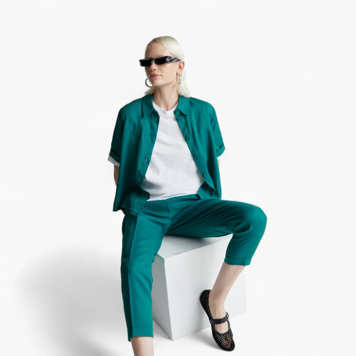 United Colors Of Benetton Woman Regular Fit Pure Linen Trousers | LEVISONS