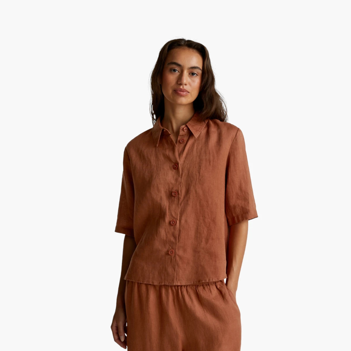 United Colors Of Benetton Woman Short Shirt In Pure Linen | LEVISONS