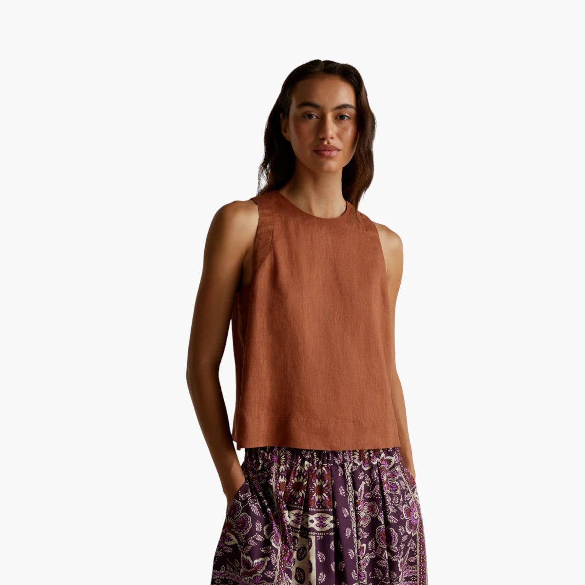 United Colors Of Benetton Woman Sleeveless Top In Pure Linen | LEVISONS