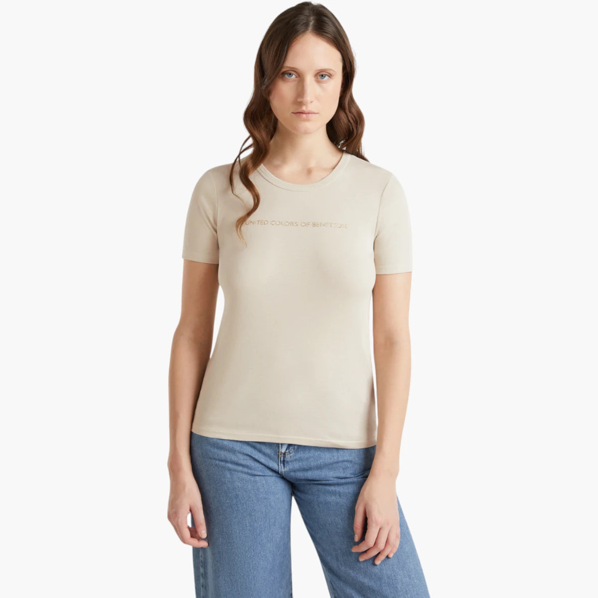 United Colors Of Benetton T-Shirt In 100% Cotton With Glitter Print Logo | LEVISONS