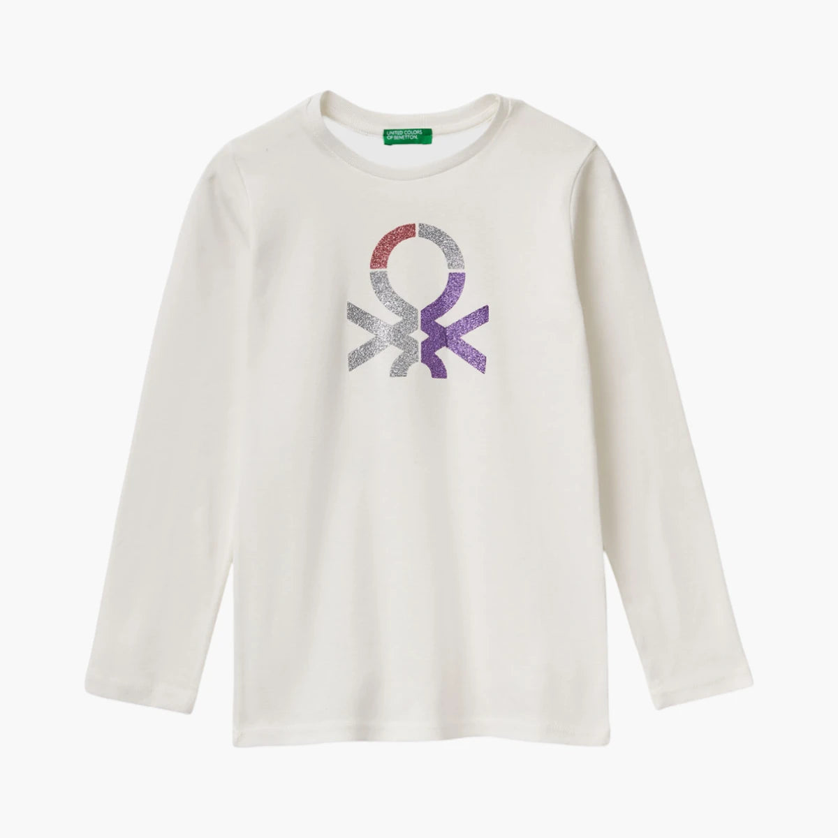 United Colors Of Benetton Girl Junior Long Sleeve T-Shirt With Glitter Print | LEVISONS
