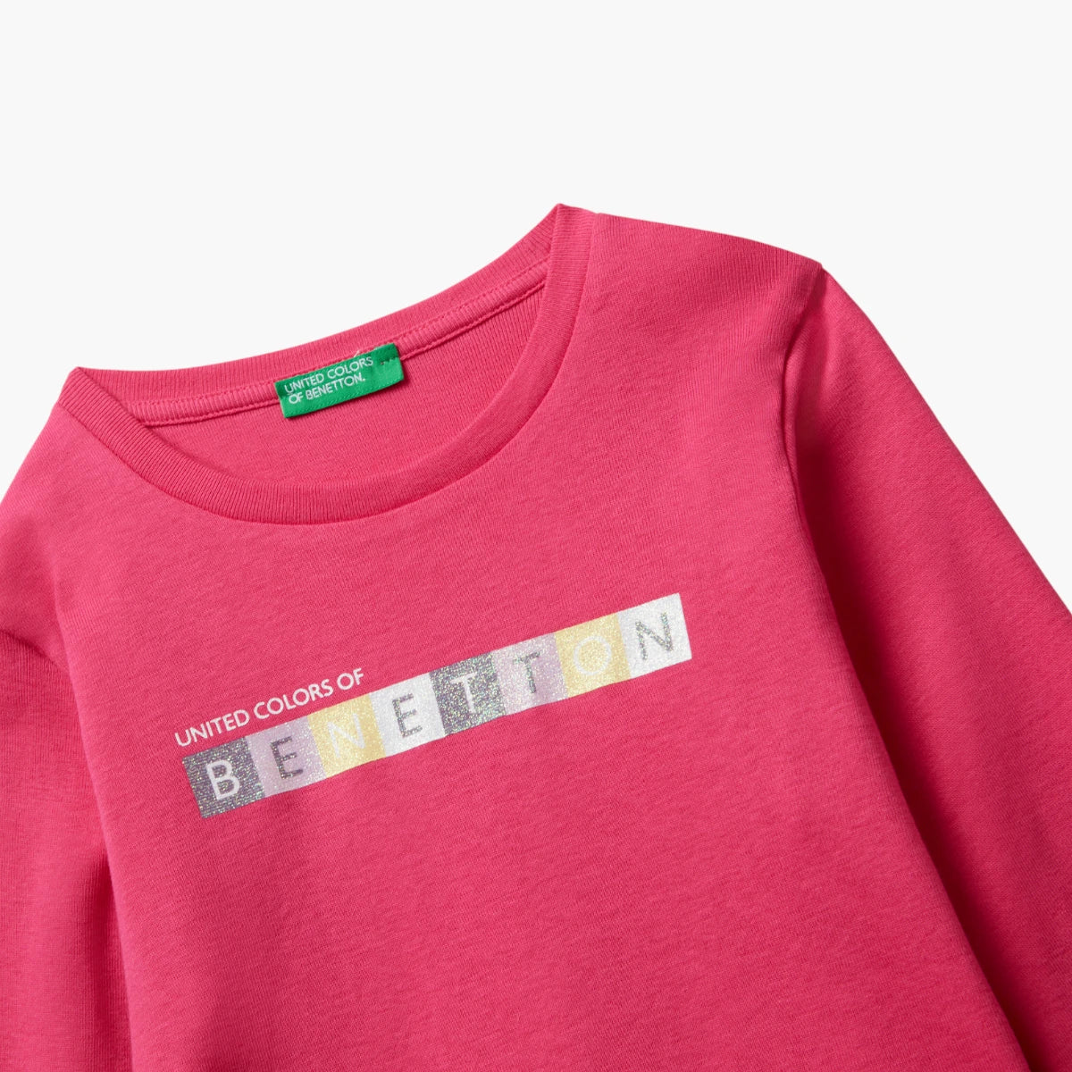 United Colors Of Benetton Girl Kid T-Shirt With Glittery Logo In Cotton | LEVISONS