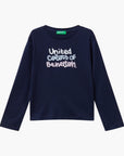 United Colors Of Benetton Girl Kid T-Shirt With Glittery Logo In Cotton | LEVISONS