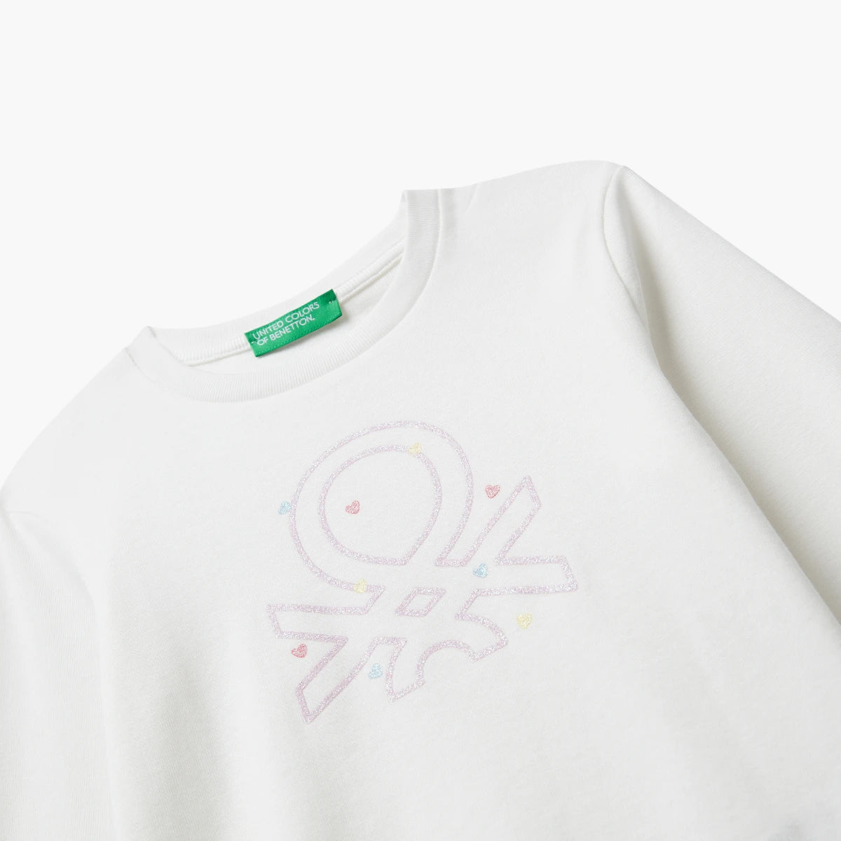 United Colors Of Benetton Girl Kid T-Shirt With Glittery Logo In Cotton | LEVISONS