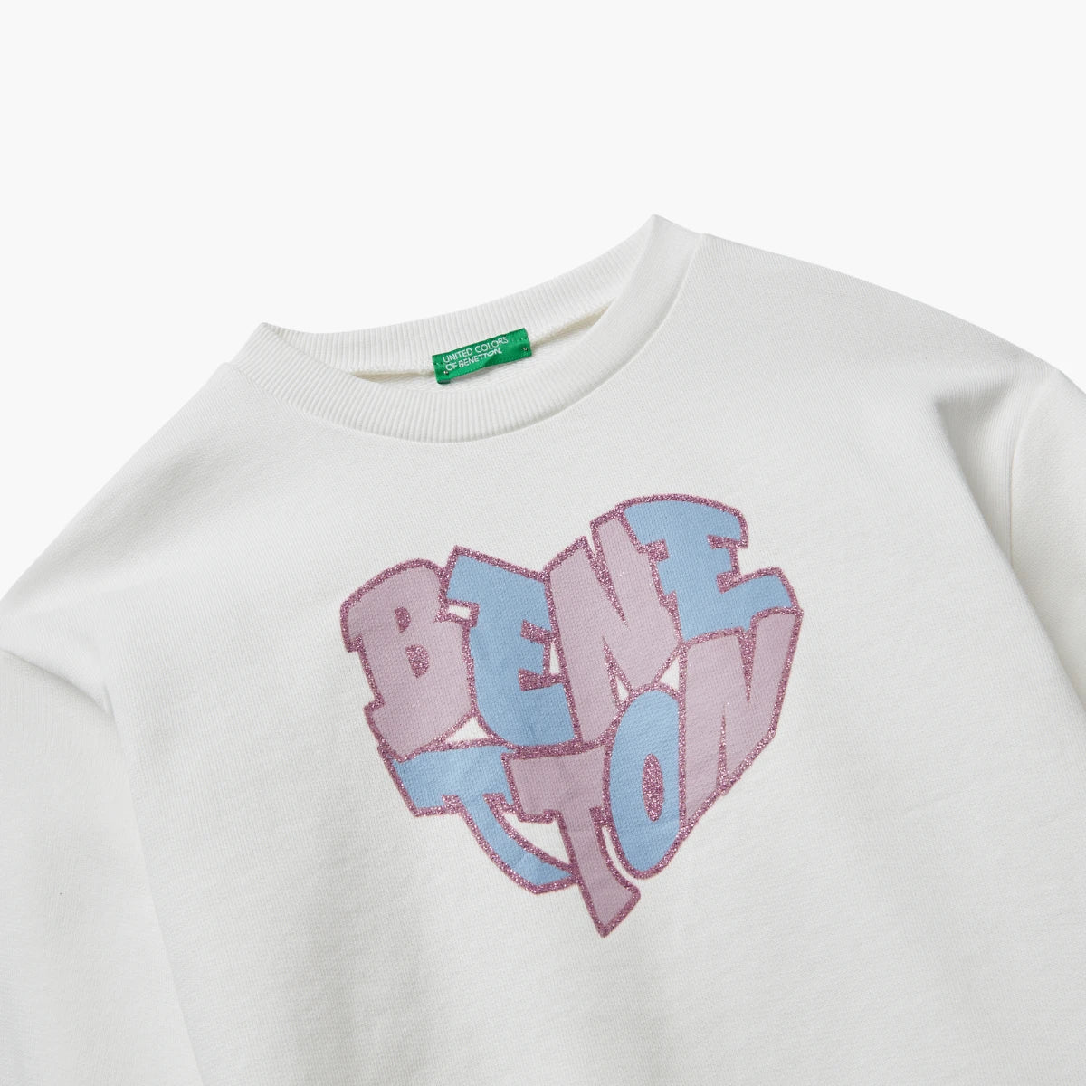 United Colors Of Benetton Girl Junior Sweatshirt With Glittery Logo Print | LEVISONS