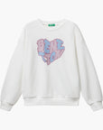 United Colors Of Benetton Girl Junior Sweatshirt With Glittery Logo Print | LEVISONS