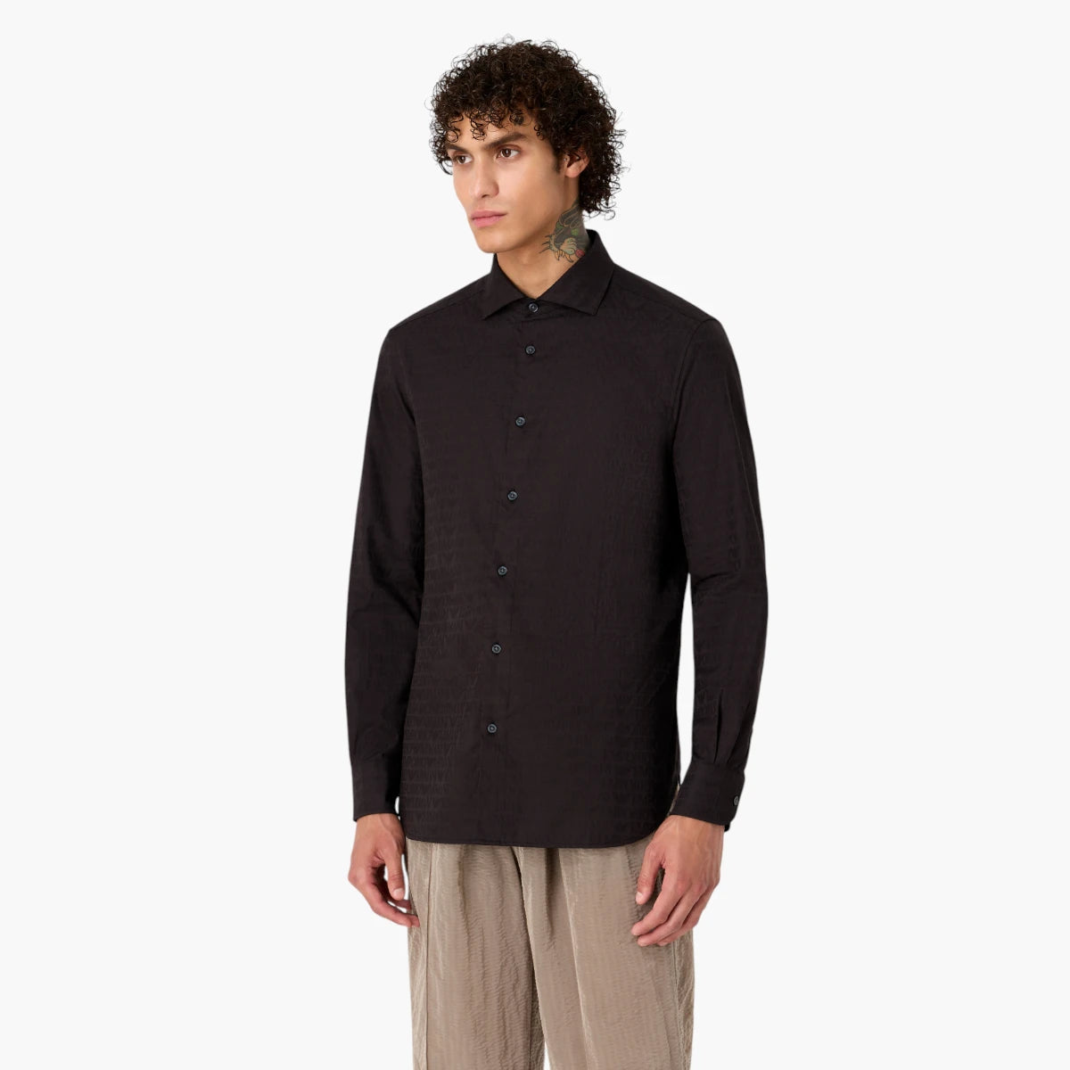 Emporio Armani All Over Logo Regular Fit Jacquard Shirt | LEVISONS
