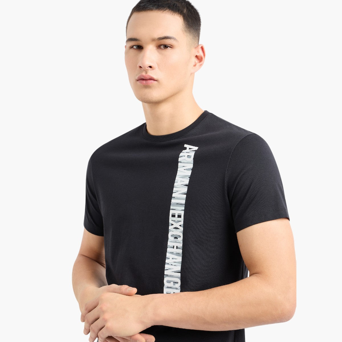 Armani Exchange Cotton T-Shirt With Vertical Branding | LEVISONS