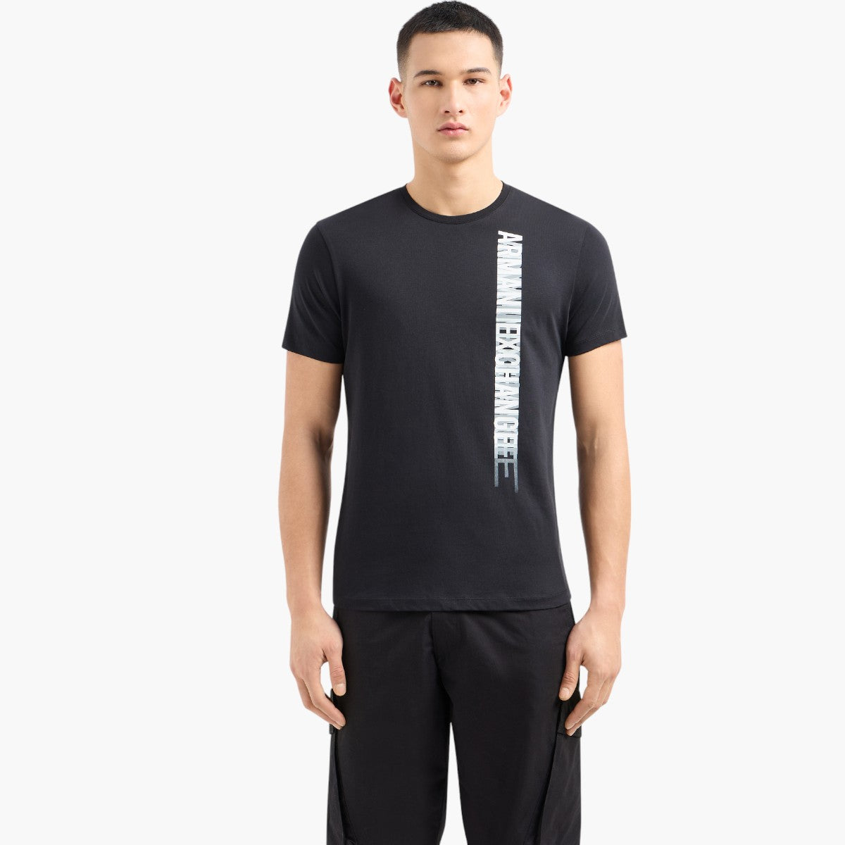 Armani Exchange Cotton T-Shirt With Vertical Branding | LEVISONS