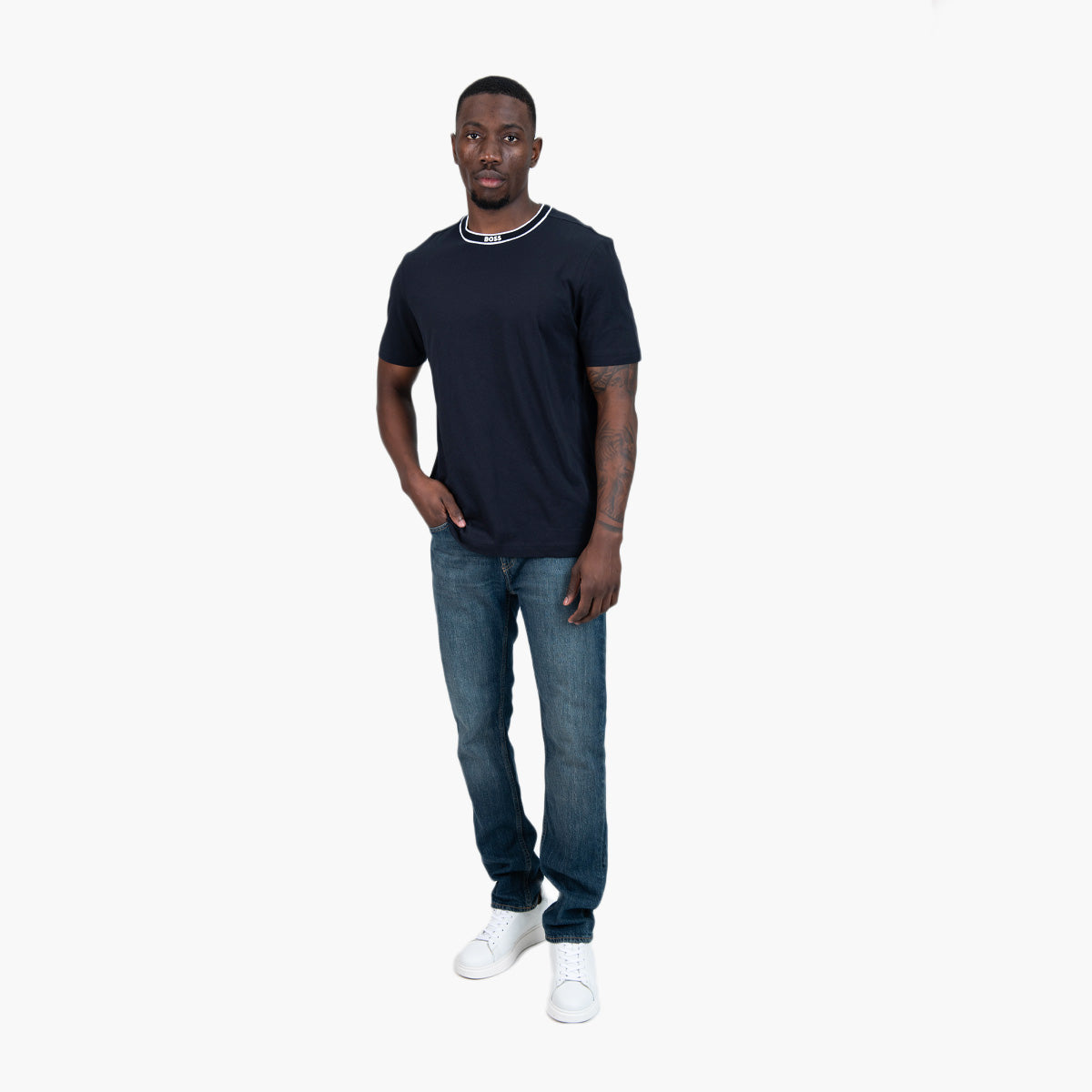 BOSS Green Cotton-Jersey T-Shirt With Logo Collar | LEVISONS