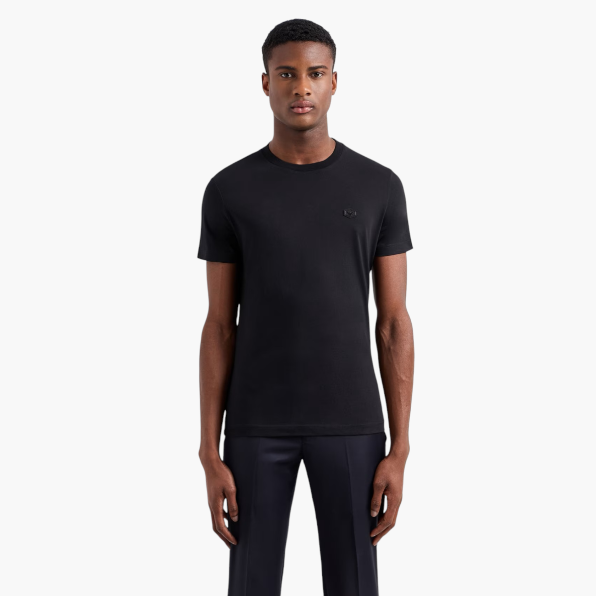Emporio Armani Regular Fit Essentials Cotton Crewneck T-Shirt With Micro Logo Patch | LEVISONS