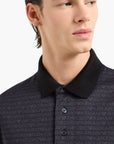 Emporio Armani Regular Fit Cotton Polo Shirt With All-Over Jacquard Branding | LEVISONS