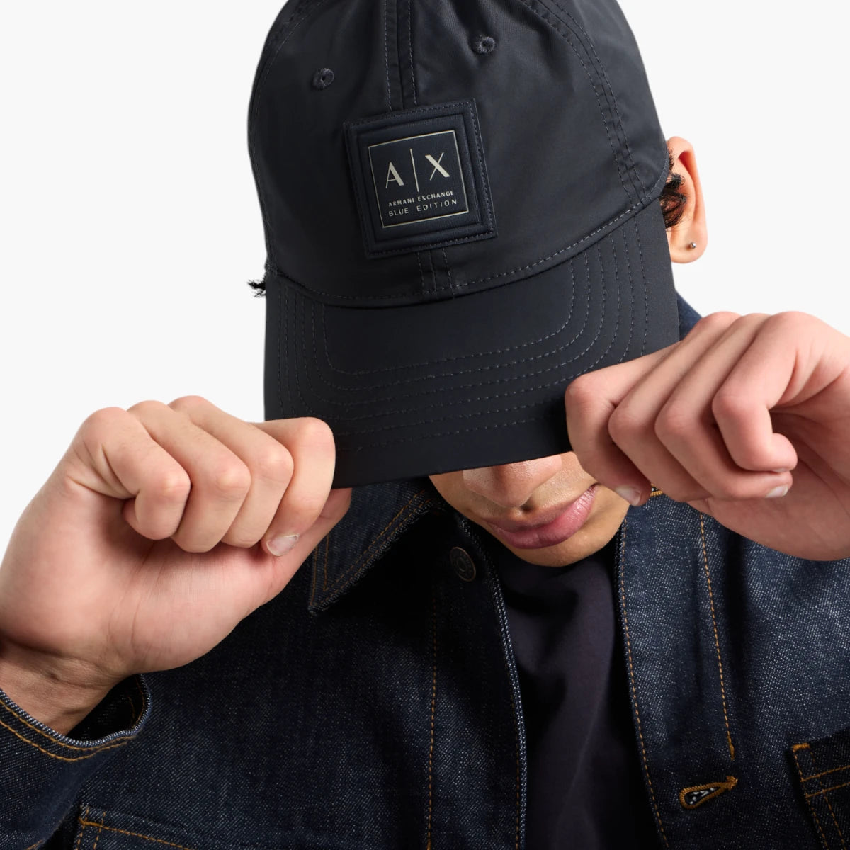 Armani Exchange Blue Edition Baseball Cap With Logo Patch And Adjustable Back Closure | LEVISONS