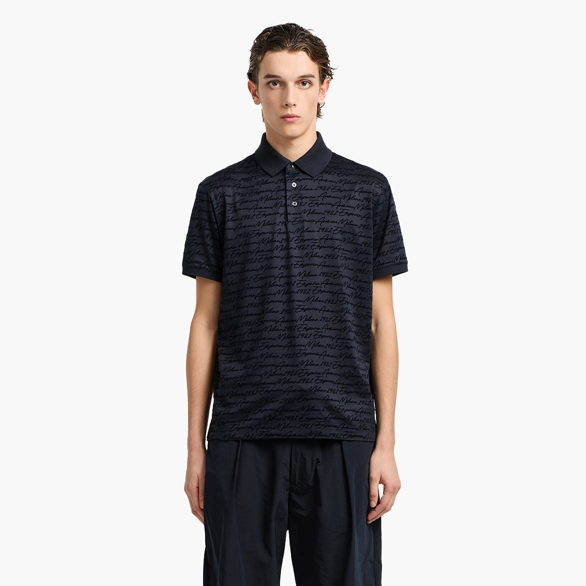 Emporio Armani Asv All-Over Flocked Logo Polo Shirt | LEVISONS