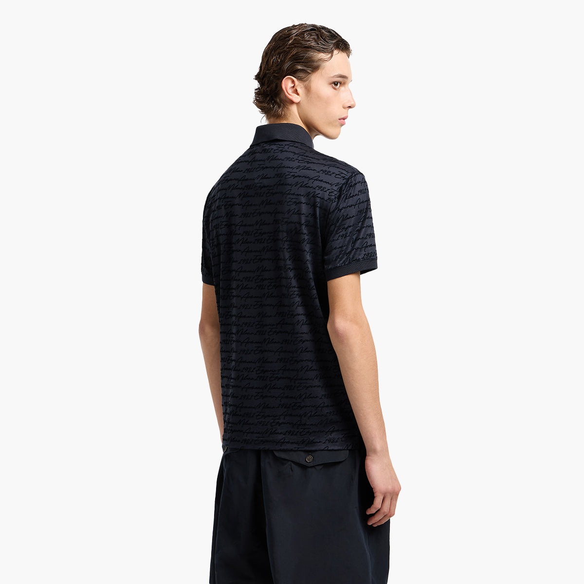 Emporio Armani Asv All-Over Flocked Logo Polo Shirt | LEVISONS
