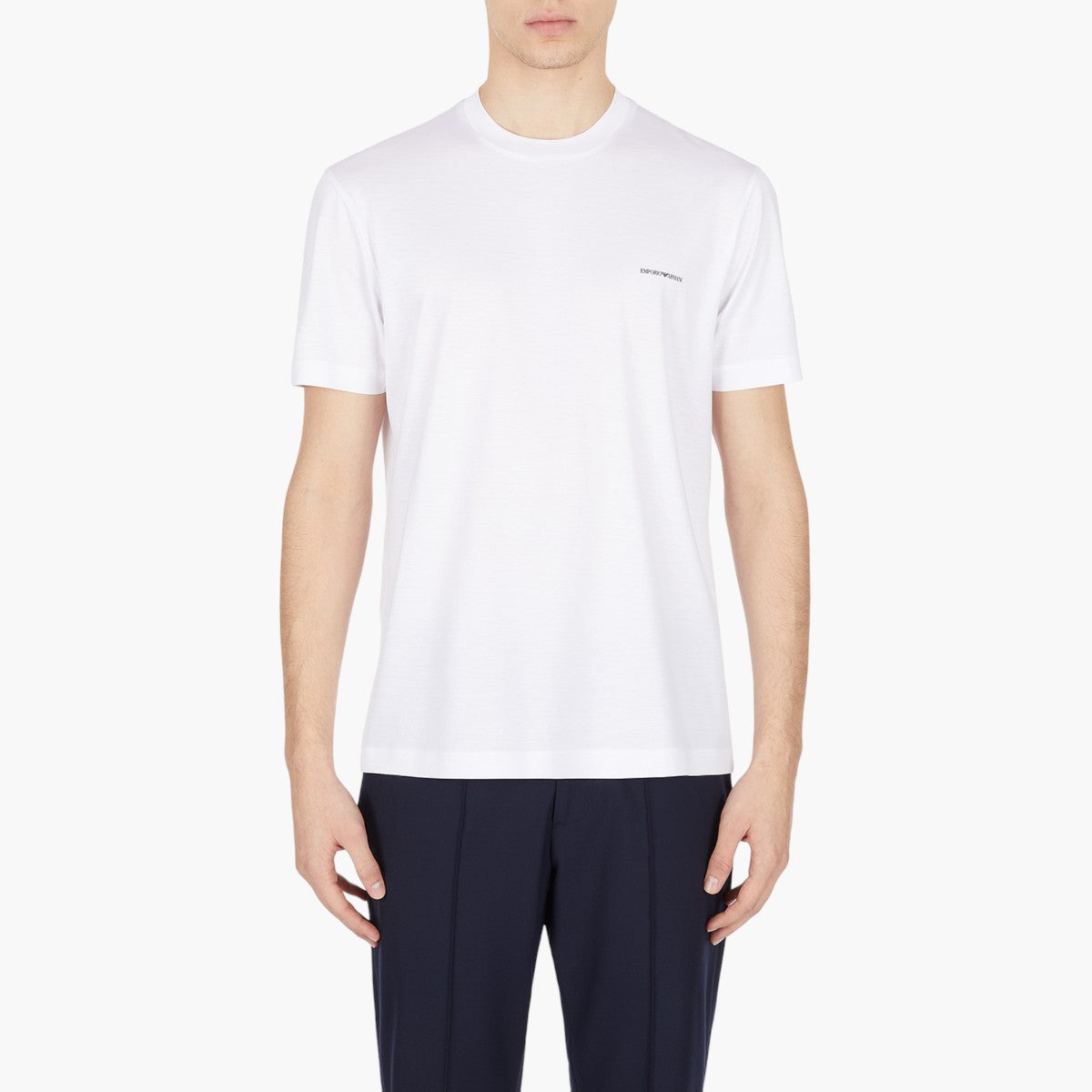 Emporio Armani Crewneck T-Shirt With Micro Logo Lettering | LEVISONS