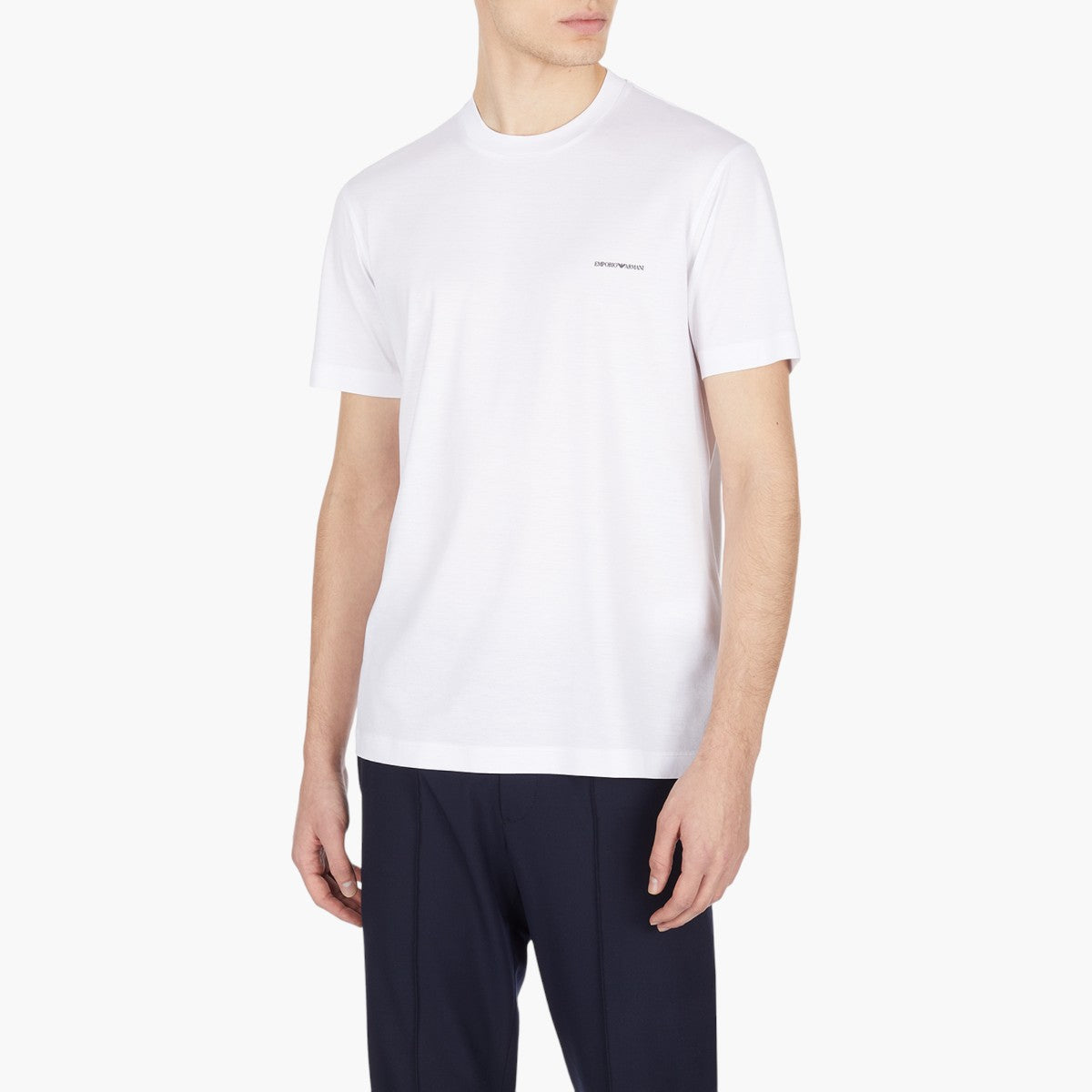 Emporio Armani Crewneck T-Shirt With Micro Logo Lettering | LEVISONS