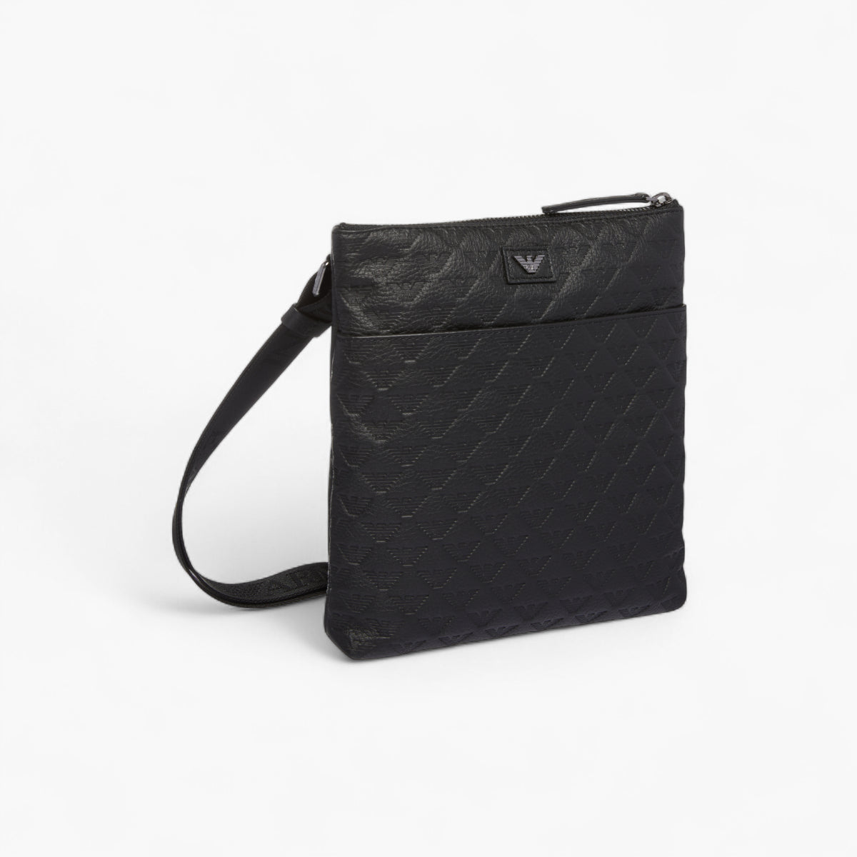 Emporio Armani All-Over Logo Flat Leather Shoulder Bag | LEVISONS