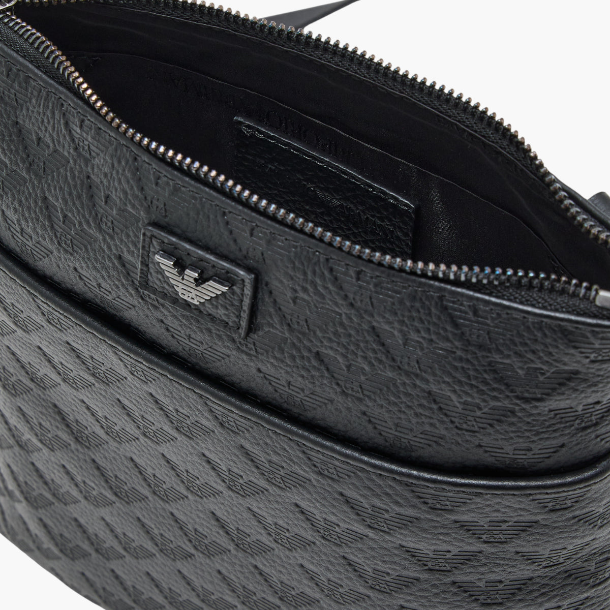 Emporio Armani All-Over Logo Flat Leather Shoulder Bag | LEVISONS