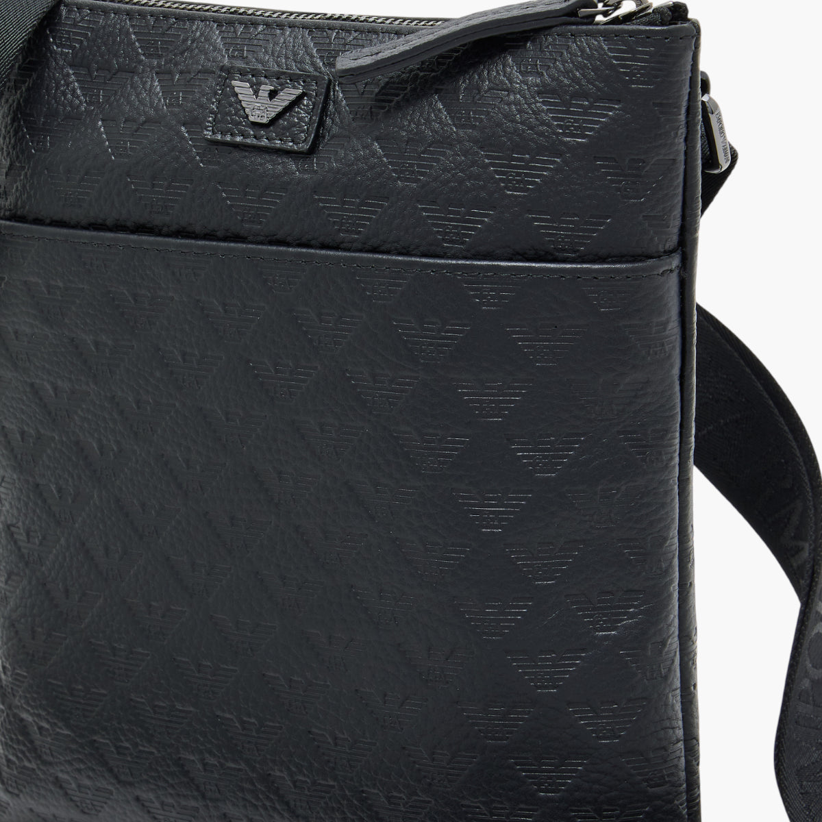 Emporio Armani All-Over Logo Flat Leather Shoulder Bag | LEVISONS